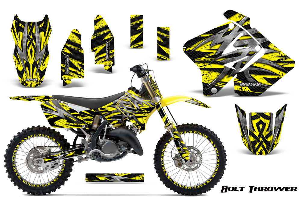 Suzuki RM 125-250 01-09 Graphics Kit Bolt Thrower Yellow NP Rims